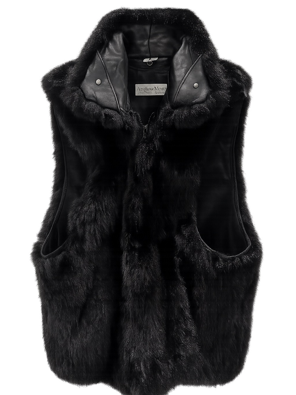 Vintage Andrew Marc Real Fur & Leather Vest Black Size Medium